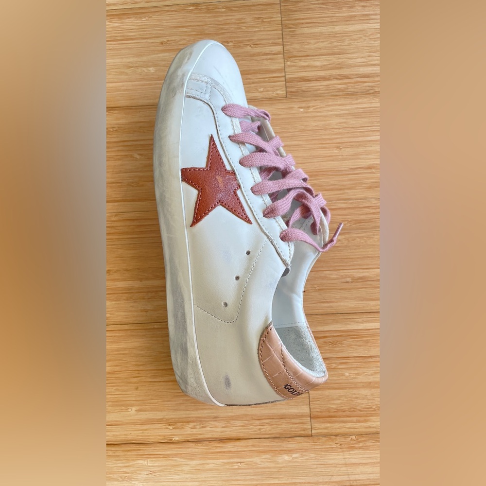 Golden Goose White Sneakers with Pink Accents. Brand new with box.